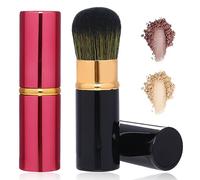 2 Pack Retractable Kabuki Makeup Brushes, Small Portable Travel Foundation Brush Ultra Soft & Fine Bristles Face Blusher Brush with Cover for Bronzer, Buffing, Highlighter Flawless Powder Cosmetics