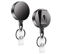 2 Pack Retractable Keychain Heavy Duty Upgrade Retractable Badge Holder Metal Keychain ID Badge Holder with Stainless Steel Spring Coil 70 cm Nylon Rope Belt Clip and Key Ring