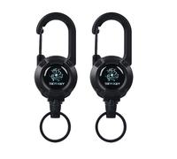 2-Pack Retractable Keychain with Steel Cable - Anti-Loss Retractable Lanyard for Keys, ID Cards, Heavy Duty Carabiner Clip, Compact & Tangle-Free Design
