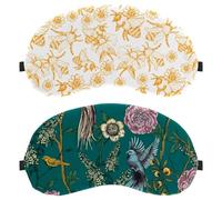 2 Pack Retro Garde Blossom Flower Birds Spring Eye Mask, Sleep Mask for Side Sleeper, Soft Sleeping Eye Mask for Women Men, Complete Light Blocking, Zero Pressure Night Blindfold