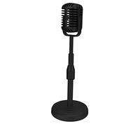 2 Pack Retro Microphone Props Model, Classic Style Microphone Model with Stand Vintage Stage Table Decor for Party Home Decorations (Black)
