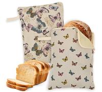 2 Pack Reusable Beeswax Bread Bag for Homemade Bread, 43.5 x 33.5 cm Extra Large Linen Beeswax Lined Sourdough Breads Storage with L-Shaped Zipper & Handle, Eco-Friendly Baguettes Keeper Pouchs