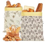 2 Pack Reusable Beeswax Bread Bags, Beeswax Homemade Sourdough Bread Bag