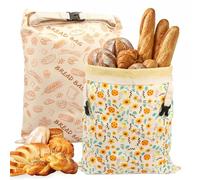 2 Pack Reusable Beeswax Bread Bags for Homemade Bread Cotton Beeswax Bags with Buckle Closure Large Capacity Storage Bag for Sourdough & Bakery Freshness(Mixed color-2-Style 1)
