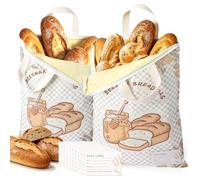 2 Pack Reusable Beeswax Bread Bags for Sourdough, 43x32cm Floral Honeycomb | 2 reusable 43x32 cm beeswax bread bags with wide zipper, handles, label pockets and 10 freshness tracking cards.