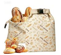 2 Pack Reusable Beeswax Bread Bags for Sourdough, Extra Large Cotton Linen Bread Storage Bags with Natural Beeswax Lining & Zipper, Freshness Keeper for Homemade Bread, Freezer Safe (C)