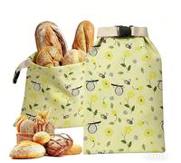 2 Pack Reusable Beeswax Bread Bags for Sourdough, Extra Large Cotton Linen Bread Storage Bags with Natural Beeswax Lining & Zipper, Freshness Keeper for Homemade Bread, Freezer Safe (E)