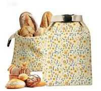 2 Pack Reusable Beeswax Bread Bags for Sourdough, Extra Large Cotton Linen Bread Storage Bags with Natural Beeswax Lining & Zipper, Freshness Keeper for Homemade Bread, Freezer Safe (B)