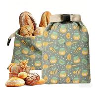 2 Pack Reusable Beeswax Bread Bags, Reusable Beeswax Food Storage Bags for Homemade Bread, Portable Cotton Food Storage Bag for Home Bakers to Keep Fresh, Bakery Essentials (D)