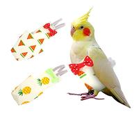 2-Pack Reusable Bird Diapers & Flight Suits - Washable Parrot Nappies for Cockatiels, Parakeets & Budgies Leak-Resistant Small Bird Harness Mini Macaw/Canary Compatible(Pink+Orange,M)(Red+Yellow,S)