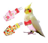 2-Pack Reusable Bird Diapers & Flight Suits - Washable Parrot Nappies for Cockatiels, Parakeets & Budgies Leak-Resistant Small Bird Harness Mini Macaw/Canary Compatible(Pink+Orange,M)(Pink+Orange,M)