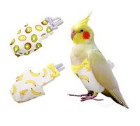 2-Pack Reusable Bird Diapers & Flight Suits - Washable Parrot Nappies for Cockatiels, Parakeets & Budgies Leak-Resistant Small Bird Harness Mini Macaw/Canary Compatible(Pink+Orange,M)(Yellow+Green,M)