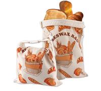 2 Pack Reusable Bread Bags for Homemade Bread-Sourdough Bread Baking Supplies, Linen Beeswax Bags for Food, Sourdough Beeswax Wrap for Bread Fresh Storage, Storage Bags