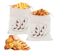 2-Pack Reusable Bread Bags for Homemade Bread - Storage Bags with Drawstring Closure,30x40 cm