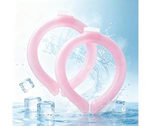 2 Pack Reusable Cooling Neck Rings, Summer Cooling Rings, Leak-Proof Ice Neck Cooling Tubes Perfect for Beating The Summer Heat, Sports, Outdoor Work, Travel, and Camping (Pink)