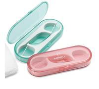 2 Pack Reusable Dental Floss Picks with Travel Cases - 20 Tooth Picks for Teeth Cleaning - Portable His & Hers Flossing Kit - Oral Care for Home, Work, Travel, Camping - Pink & Green