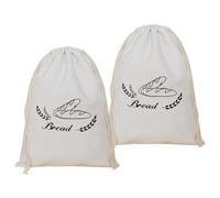 2-Pack Reusable Linen Bread Bags with Plastic Lining - Keeps Homemade Bread Fresh (42cm x 32cm)