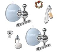 2-Pack Reusable Wreath Hangers, No-Drill T-Bar Suction Cup Hooks with Strong Hold for Christmas Decorations on Shower Doors, Windows, and Glass Surfaces (Blue)