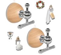 2-Pack Reusable Wreath Hangers, Strong Hold No-Drill T-Bar Suction Hooks for Christmas Decor on Windows, Glass Doors, and Tile, Perfect for Holiday Season (Burlywood)