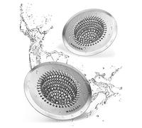 2-Pack Revolutionary Kitchen Sink Strainer, Patented Reversible Sink Drain Strainer, Effortless Cleaning & Sink Food Catcher, No Clog, 304 Stainless Steel Handmade Kitchen Sink Plug Strainer