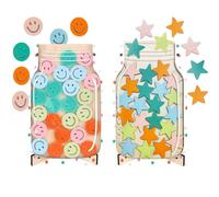 2 Pack Reward Jar Reward Charts for Children Behaviour, Star Face Reward Behavior Jar for Kids, Motivate Good Behavior Reward Jar for Boys Girls Home School Classroom Teacher Parent