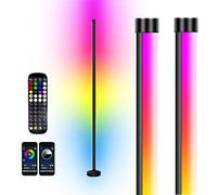 2 Pack RGB Led Corner Floor Light, Led Floor Lamp Color Changing Mood Light with Remote Control and APP Control via Bluetooth, RGB Standing Lamp for Living Room, Bedroom