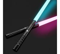 2 Pack RGB Lightsaber, USB Rechargeable, Metal Hilt, 16 Colours