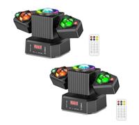 2 Pack RGBW 4-in-1 Stage Light,65W LED Moving Head Light with Remote Control,DMX DJ Disco Lights Sound Activated,Strobe Spotlight Wash Lighting for Parties,Club,Concert,Wedding,Party Bar