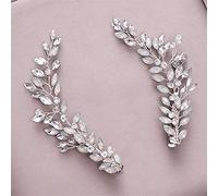2 Pack Rhinestone Headband Clips Bridal Hair Accessories Headbands with Hair Clips Wedding Hair Accessories (Silver)