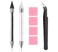 2 Pack Rhinestone Picker Tool Dotting Pen, Wax Pencil for Rhinestones with Tweezer, Crystal Diamond Pickup Tool Gem Jewel Applicator, Rhinestone Tool for Crafting Bedazzling DIY Nail Art