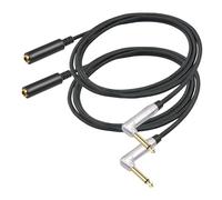 2 Pack Right Angle Extension Cable, 3.3FT 1/4 Inch Right Angle TS Male to TS Female Adapter, Mono Connector for V-Shape/Front Facing Jack Guitar