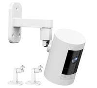 2 Pack Ring Camera Mount: 360 Degree Adjustable Wall Mount for Ring Stick Up Cam Battery/Outdoor Cam Plus, 2 Ways Installation - Strong Adhesive & Screw, Fit for Viewing Angle(White)