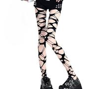 2 Pack Ripped Goth Tights Grunge Alternative Emo Clothes Women Punk Fishnets Accessories y2k Dark Academia Leggings, Black, One Size, Black, One Size