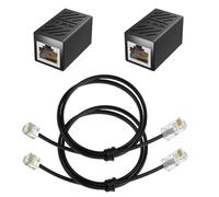 2 Pack RJ11 to RJ45 Adapter Telephone Jack to Ethernet Lead Network Adapter Expansion Splitter Converter Cables 8P8C to 6P4C Ethernet Patch Phone Cord for ADSL Modem Landline Fax Machine, 0.5m Black