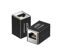 2 Pack RJ45 Coupler, Aluminum Alloy Shell, Ethernet Adapters Female to Female, 8-Pin Modular Straight Through Extender, Network Connectors for Cat8/Cat7/Cat6/Cat6a/Cat5e/Cat5 Ethernet Cable(Black)