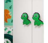 (2-Pack) Roarsome Dinosaur Theme Door Knobs - Pull Handles for Children's Wardrobes & Cupboards - Nursery, Playroom & Bedroom Decor (Large 9.0 x 7.1 cm)