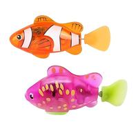 2 Pack Robo Fish, Interactive Cat Toy, Swimming Fish Bath Toy, Robotic Fishs for Cats and Dogs, LED Light Swimming Baby Bath Toys(Orange and Pink )