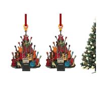 2-Pack Rockin' Around the Christmas Tree Ornaments | 2D Acrylic Guitar Christmas Tree Decoration | Hanging Pendant Musical Christmas Ornaments | Rocking Stacking Guitars with Speaker Christmas Decor