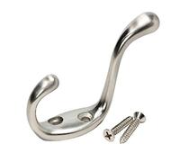 2 Pack Rok Hardware Heavy Duty Brushed Nickel Home Wall Closet Towel Robe Coat Double Hook Hanger