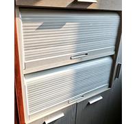 2 Pack Roll-Up Cabinet Doors Tambour Replacement Kit for 60-90 cm Closets Customizable Size (74x40cm) Ideal for Appliances & Garages Includes Track System