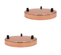 2 Pack Rose Gold 3 Outlet Round Flat Metal 200mm Ceiling Rose Multi Pendant Lamp Cord and Cable Grip Canopy Holder Plate For Home And DIY Chandelier Cluster Indoor Pendant Lighting Home Decoration