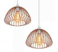 2 Pack Rose Gold Ceiling Light Wire Basket Pendant Lampshade Modern Industrial Metal Hanging Lamp for Kitchen, Dining, Hallway, Living Room, Indoor Lighting Fixtures