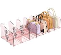 2-Pack Rose Handbag Organiser Storage, Adjustable Wardrobe Shelf Divider, Clear Purse Organiser for Closet, Plastic Bookshelf Separator for Bedroom Office Home, Great Gift for Mom Wife Friends