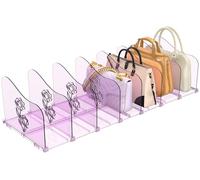 2-Pack Rose Handbag Organiser Storage, Adjustable Wardrobe Shelf Divider, Clear Purse Organiser for Closet, Plastic Bookshelf Separator for Bedroom Office Home, Great Gift for Mom Wife Friends