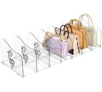 2-Pack Rose Handbag Organiser Storage, Adjustable Wardrobe Shelf Divider, Clear Purse Organiser for Closet, Plastic Bookshelf Separator for Bedroom Office Home, Great Gift for Mom Wife Friends