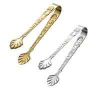 2 pack Rose Handle Sugar Tongs, Vintage Rose Relief Stainless Steel Ice Cube Clips Sugar Tongs Sliver and Gold Small Food Clips for Tea and Coffee Party, Appetizers Desserts Kitchen Barware