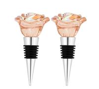 2 Pack Rose Shaped Wine Stoppers - Reusable Bottle Stoppers with Silicone Seal, Wine Preserver to Keep Beverage Fresh | Elegant Gifts for Wine Lovers, Wedding, Bridal Shower Favors
