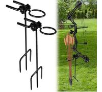 2 Pack Rotated Ground Blind Bow Holder with Arrow Holders, Rustproof Hunting Compound Bow Holder Stable Archery Bow Stand Versatile Ground Stake Archery Holder Accessories for Hunting Target Practice