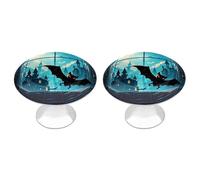 2 Pack Round Bats Shuttle Webs Cabinet Knobs Pulls Decorative Farmhouse Kitchen Cabinet Door Knob, 2.8cm/1.1" Knob Pull Handles with Screws, Metal Dresser Knobs for Cupboard, Closet, Bifold Door