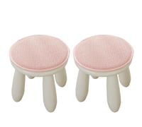 2 Pack Round Chair Cushion Round Stool Cushion with Elastic Ties Indoor Kitchen Dining Seat Pad Circle Chair Pad 14"x14" for High Stool Chairs Bistro Bar Pink